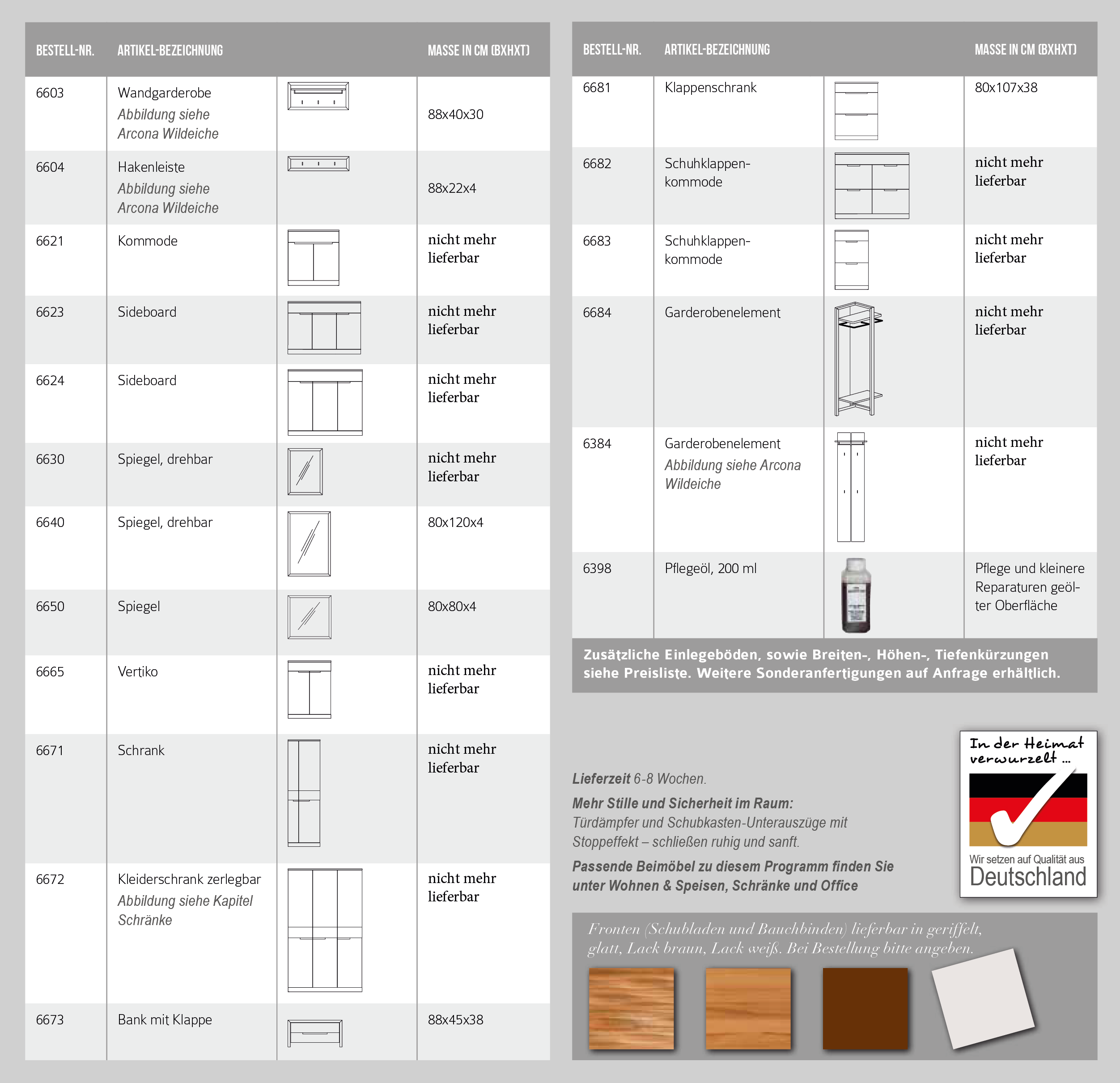 Garderobe Arcona Kernbuche